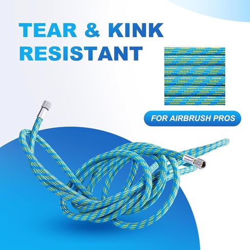 Premium10-Ft Braided Airbrush Hose with US-Standard Air Compressor Quick Connect and 1/8" to 1/4" Adapter, Compatible with Harder & Steenbeck, Iwata, Badger and Other Mainstream Airbrushes in Kuwait