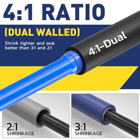 مجموعة أنابيب الانكماش الحراري 4:1 من haisstronica، مقاس 7 3/32 بوصة - 3/4 بوصة، إجمالي 54 قدمًا لاصقة مقاومة للانكماش البحري، مثالية للمنزل والصناعي، أسود in Kuwait