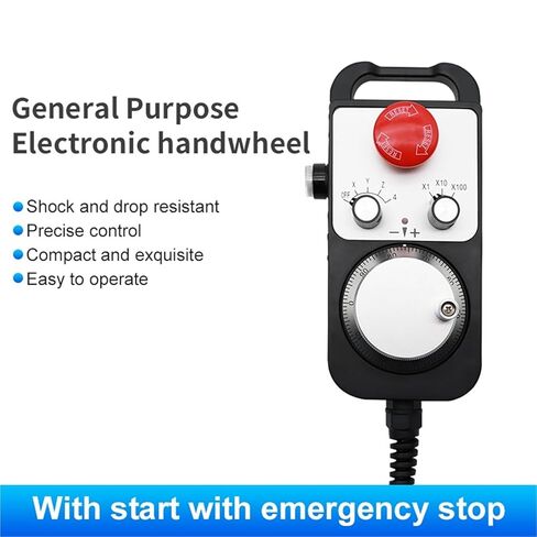 1Pcs Rotary Encoder Handheld Box Pulse Increment Adjustable Red Emergency Stop Button 25 100P/R Generator Hand Wheel RST1474(RST1469,25PPR_24V) in Kuwait