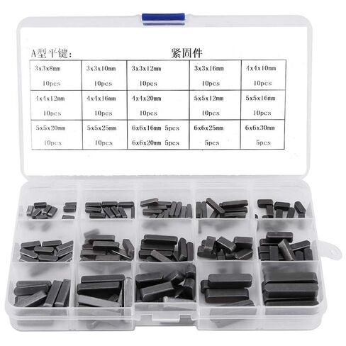 140PCS Parallel Drive Shaft Keys, 8mm 10mm 12mm 16mm 20mm 25mm 30mm Round Ended Key Set Carbon Steel with Box for Industrial Use in Saudi Arabia