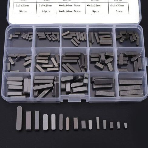 140PCS Parallel Drive Shaft Keys, 8mm 10mm 12mm 16mm 20mm 25mm 30mm Round Ended Key Set Carbon Steel with Box for Industrial Use in Saudi Arabia