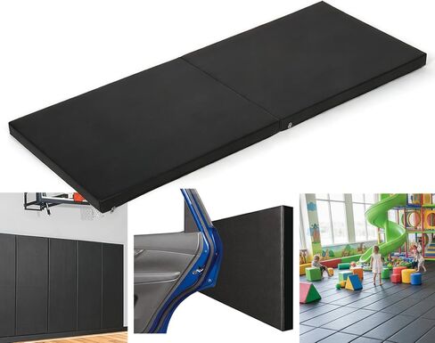 وسادات حائط لصالة الألعاب الرياضية، وسادة حائط سميكة مقاس 2 بوصة، واقي تثبيت على الحائط لملعب كرة السلة، مقاس 60 بوصة طول × 24 بوصة عرض، سجادات تمارين مضادة للتصادمات للطابق السفلي من التايكوندو (أسود) in Kuwait