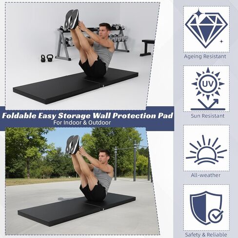 وسادات حائط لصالة الألعاب الرياضية، وسادة حائط سميكة مقاس 2 بوصة، واقي تثبيت على الحائط لملعب كرة السلة، مقاس 60 بوصة طول × 24 بوصة عرض، سجادات تمارين مضادة للتصادمات للطابق السفلي من التايكوندو (أسود) in Kuwait