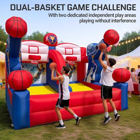 لعبة OZIS القابلة للنفخ لكرة السلة، لعبة كرة السلة التفاعلية القابلة للنفخ للحفلات المحمولة مع 4 كرات ومنفاخ سهلة الإعداد مثالية للحفلات الخارجية والأحداث الرياضية واللعب في الفناء الخلفي in Kuwait