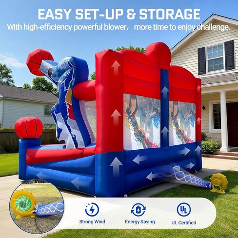 لعبة OZIS القابلة للنفخ لكرة السلة، لعبة كرة السلة التفاعلية القابلة للنفخ للحفلات المحمولة مع 4 كرات ومنفاخ سهلة الإعداد مثالية للحفلات الخارجية والأحداث الرياضية واللعب في الفناء الخلفي in Kuwait