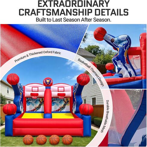 لعبة OZIS القابلة للنفخ لكرة السلة، لعبة كرة السلة التفاعلية القابلة للنفخ للحفلات المحمولة مع 4 كرات ومنفاخ سهلة الإعداد مثالية للحفلات الخارجية والأحداث الرياضية واللعب في الفناء الخلفي in Kuwait
