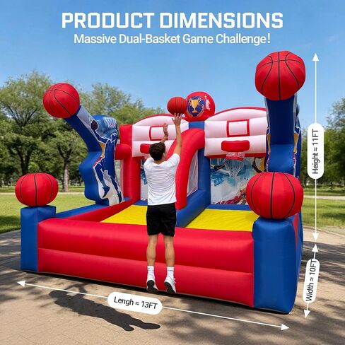 لعبة OZIS القابلة للنفخ لكرة السلة، لعبة كرة السلة التفاعلية القابلة للنفخ للحفلات المحمولة مع 4 كرات ومنفاخ سهلة الإعداد مثالية للحفلات الخارجية والأحداث الرياضية واللعب في الفناء الخلفي in Kuwait
