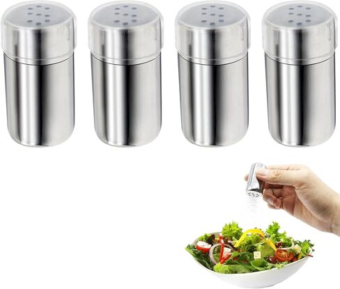 Stainless Steel Mini Salt and Pepper Shakers 4-Pack, Leak-Proof Travel Size Spice Containers, Airtight Moisture-Proof Seasoning Set for Camping, Lunch Box, Kitchen, Outdoor in Kuwait
