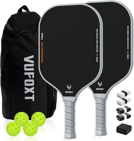 Pickleball Paddles Set of 2/4, USAPA Approved Carbon Fiber Surface Pickle Ball Set - 14mm PP Honeycomb Core of Lightweight Pickleball Rackets -Suitable for Beginners' Training and Game（Blue） in Saudi Arabia