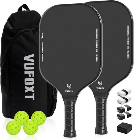 Pickleball Paddles Set of 2/4, USAPA Approved Carbon Fiber Surface Pickle Ball Set - 14mm PP Honeycomb Core of Lightweight Pickleball Rackets -Suitable for Beginners' Training and Game（Blue） in Saudi Arabia