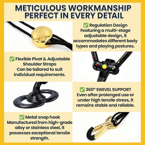 Adjustable Saxophone Neck Strap, Double Shoulder Harness with 360° Swivel & Metal Snap Hook, Reduce Neck Strain,Comfortable Sax Shoulder Strap for Alto/Tenor/Baritone/Soprano Saxophone in Saudi Arabia