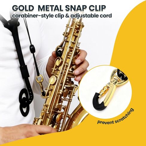 Adjustable Saxophone Neck Strap, Double Shoulder Harness with 360° Swivel & Metal Snap Hook, Reduce Neck Strain,Comfortable Sax Shoulder Strap for Alto/Tenor/Baritone/Soprano Saxophone in Saudi Arabia