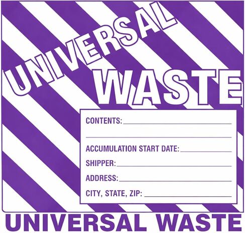 ملصقات نفايات عالمية، مقاس 6 × 6 بوصات، أرجواني/أبيض، فينيل ذاتي اللصق، عبوة من 25 قطعة in Kuwait