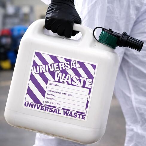 ملصقات نفايات عالمية، مقاس 6 × 6 بوصات، أرجواني/أبيض، فينيل ذاتي اللصق، عبوة من 25 قطعة in Kuwait