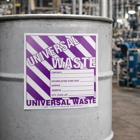 ملصقات نفايات عالمية، مقاس 6 × 6 بوصات، أرجواني/أبيض، فينيل ذاتي اللصق، عبوة من 25 قطعة in Kuwait