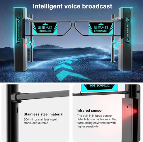 Smart Automatic Swing Door with Voice Announcement & LED Display for Store and Library Entrances One-Way Entry in Saudi Arabia