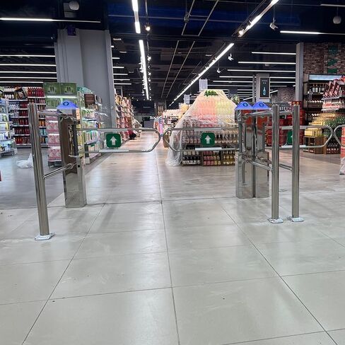 Supermarket Entrance Safety Gate One-Way Rebound Sensor Entrance Warehouse Automatic Closing Door for Store in Saudi Arabia