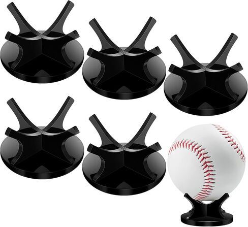 Sumind 6 Pcs Walnut Small Ball Stand Holder Sport Ball Display Rack Baseball Display Stand with Non-slip Rubber Pads for Baseball Golf Softball Tennis Spheres, Wood in Saudi Arabia