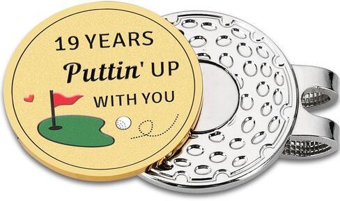 19 Year Anniversay Bronze Gifts for Men Women- Golf Valentines Gift for Him Her, Bronze Gifts 19th Anniversary for Husband Wife, Golfs Ball Marker Hat Clip for Golfers Lovers, Mens Golf Accessories in Saudi Arabia