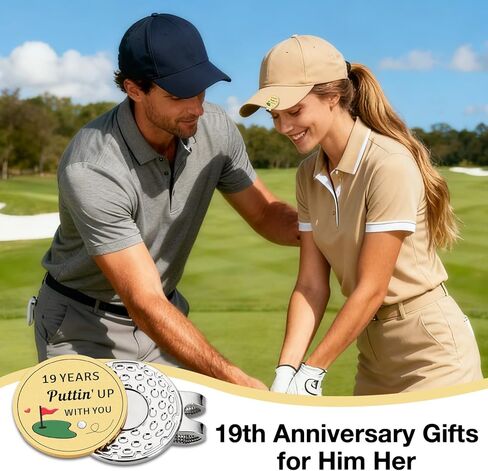19 Year Anniversay Bronze Gifts for Men Women- Golf Valentines Gift for Him Her, Bronze Gifts 19th Anniversary for Husband Wife, Golfs Ball Marker Hat Clip for Golfers Lovers, Mens Golf Accessories in Saudi Arabia