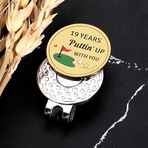 19 Year Anniversay Bronze Gifts for Men Women- Golf Valentines Gift for Him Her, Bronze Gifts 19th Anniversary for Husband Wife, Golfs Ball Marker Hat Clip for Golfers Lovers, Mens Golf Accessories in Saudi Arabia