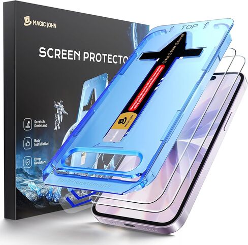 MAGIC JOHN 2 Pack for iPhone 17 6.3 inch Tempered Glass Screen Protector, Auto Dust-Elimination, Bubble Free, HD Clear, Easy Installation in Saudi Arabia