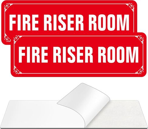 (عبوة من قطعتين) لافتة غرفة إطفاء الحريق، لافتات لاصقة ذاتية اللصق خالية من الصدأ وعاكسة من معدن الألومنيوم للجدار والباب (9 × 3 بوصة، أحمر/أبيض) in Kuwait