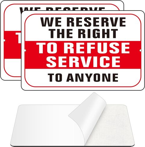 نحن نحتفظ بالحق في رفض علامة الخدمة، (عبوتان) ملصق ذاتي اللصق لحق رفض علامة الخدمة للباب، ملصقات لافتات معدنية من الألومنيوم مقاومة للماء وخالية من الصدأ للجدار (9 × 6 بوصات، أبيض/أحمر) in Kuwait