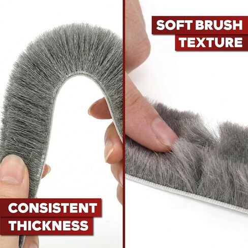 XFasten Self Adhesive Weather Stripping for Windows and Doors, 0.35" x 33 Ft Soundproofing Door Brush Seal Draft Stopper, Gray Insulation Seal Strip for Summer Heat, Winter Draft Blocker, 0.35" Thick in Saudi Arabia