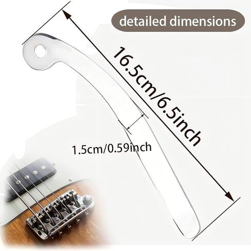 شريط Whammy باللون الفضي مقاس 6.5 بوصة ونظام جسر الاهتزاز - متوافق مع الجيتارات الكهربائية على طراز Bigsby، يتضمن ذراع Tremolo وجوز وزنبرك ومجموعة أدوات (قطعة واحدة) in Kuwait