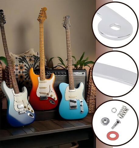 شريط Whammy باللون الفضي مقاس 6.5 بوصة ونظام جسر الاهتزاز - متوافق مع الجيتارات الكهربائية على طراز Bigsby، يتضمن ذراع Tremolo وجوز وزنبرك ومجموعة أدوات (قطعة واحدة) in Kuwait