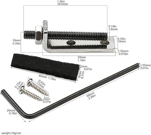 سدادة جسر معدنية من تريمولو مثبتة على شكل جسر جيتار كهربائي، قضيب دعم الآلات الموسيقية المعدنية، أجزاء جيتار، 3.46 × 1.0 × 0.07 سم، كما تظهر الصورة in Kuwait
