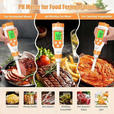 Food pH Meter Digital pH Tester for Food Fermentation Canning Cooking – Accurate pH Meter for Sourdough Bread, Cheese, Hot Sauce, Yogurt – Smart Water Resistant Food in Saudi Arabia