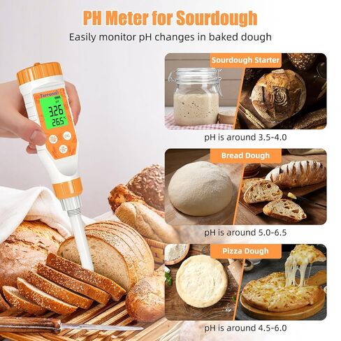 Food pH Meter Digital pH Tester for Food Fermentation Canning Cooking – Accurate pH Meter for Sourdough Bread, Cheese, Hot Sauce, Yogurt – Smart Water Resistant Food in Saudi Arabia