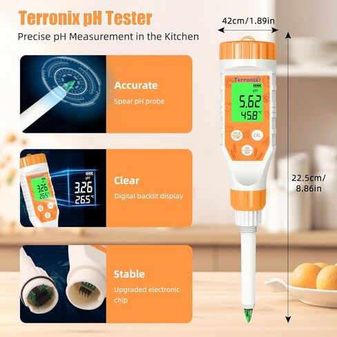 Food pH Meter Digital pH Tester for Food Fermentation Canning Cooking – Accurate pH Meter for Sourdough Bread, Cheese, Hot Sauce, Yogurt – Smart Water Resistant Food in Saudi Arabia
