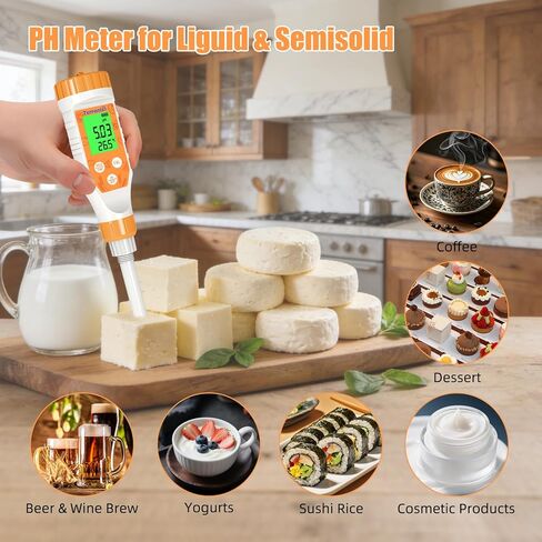 Food pH Meter Digital pH Tester for Food Fermentation Canning Cooking – Accurate pH Meter for Sourdough Bread, Cheese, Hot Sauce, Yogurt – Smart Water Resistant Food in Saudi Arabia