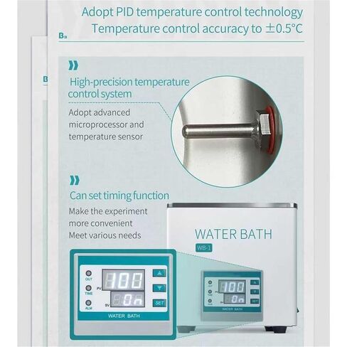 حمام مائي للمختبر الرقمي، حمام مائي ترموستاتي رقمي بقدرة 300 وات، وعاء تسخين RT-100 درجة مئوية، سعة 3 لتر، وظيفة مقاومة الحرق والتوقيت الجاف، التحكم في درجة الحرارة PID، للمواد الكيميائية والبيولوجية in Kuwait
