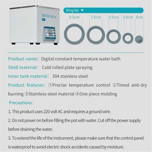 حمام مائي للمختبر الرقمي، حمام مائي ترموستاتي رقمي بقدرة 300 وات، وعاء تسخين RT-100 درجة مئوية، سعة 3 لتر، وظيفة مقاومة الحرق والتوقيت الجاف، التحكم في درجة الحرارة PID، للمواد الكيميائية والبيولوجية in Kuwait