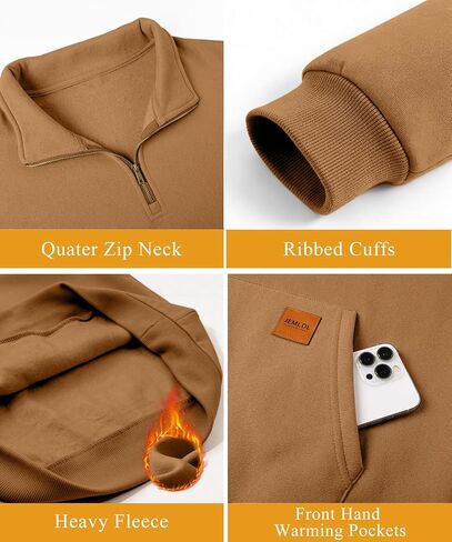 Mens Quarter Zip Pullover Fleece Sweatshirt Casual Athletic Warm Long Sleeve Sweatshirts with Pocket in Saudi Arabia