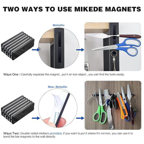 مغناطيس النيوديميوم الصغير من MIKEDE، مغناطيسات أرضية نادرة مستطيلة للحرف اليدوية، شديدة التحمل للثلاجة، تخزين الأدوات، السبورة البيضاء، DIY، أسود، 60x10x3 مم، 50P in Kuwait