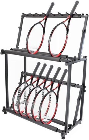 2-Tier Tennis Racquet Storage Rack, Tennis Racket Holder, Height Adjustable, Floor Standing Large Storage Rack for Tennis Racket/Badminton Racquet/Violins/Guitars in Saudi Arabia