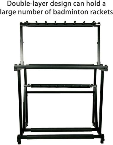 2-Tier Tennis Racquet Storage Rack, Tennis Racket Holder, Height Adjustable, Floor Standing Large Storage Rack for Tennis Racket/Badminton Racquet/Violins/Guitars in Saudi Arabia