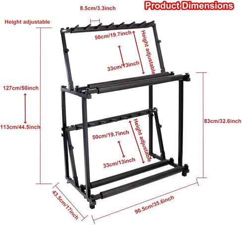 2-Tier Tennis Racquet Storage Rack, Tennis Racket Holder, Height Adjustable, Floor Standing Large Storage Rack for Tennis Racket/Badminton Racquet/Violins/Guitars in Saudi Arabia