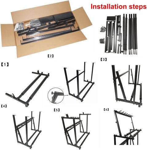 2-Tier Tennis Racquet Storage Rack, Tennis Racket Holder, Height Adjustable, Floor Standing Large Storage Rack for Tennis Racket/Badminton Racquet/Violins/Guitars in Saudi Arabia