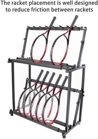 2-Tier Tennis Racquet Storage Rack, Tennis Racket Holder, Height Adjustable, Floor Standing Large Storage Rack for Tennis Racket/Badminton Racquet/Violins/Guitars in Saudi Arabia