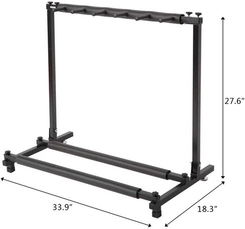 حامل جيتار قابل للطي مكون من 5 أوتار - حامل جيتار أسود عالي التحمل للقيثارات الصوتية والكهربائية والباس - حامل عرض في الاستوديو والمنزل مع حشوة مضادة للانزلاق in Kuwait