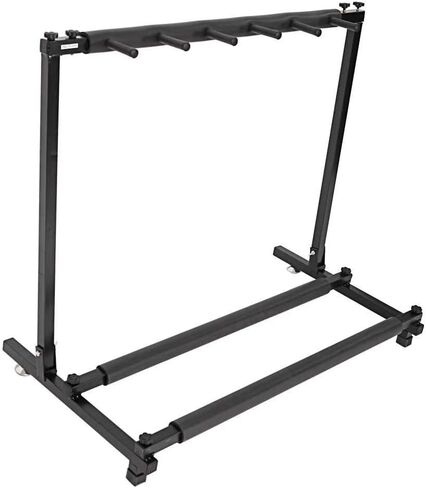 حامل جيتار قابل للطي مكون من 5 أوتار - حامل جيتار أسود عالي التحمل للقيثارات الصوتية والكهربائية والباس - حامل عرض في الاستوديو والمنزل مع حشوة مضادة للانزلاق in Kuwait