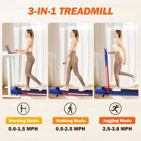 جهاز مشي Yagud للمشي مع ميل للمكتب المنزلي، جهاز مشي محمول تحت المكتب مع جهاز تحكم عن بعد وشاشة LED، جهاز جري للمشي والركض (أسود) (أزرق) in Kuwait