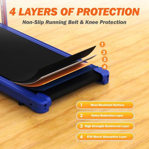 جهاز مشي Yagud للمشي مع ميل للمكتب المنزلي، جهاز مشي محمول تحت المكتب مع جهاز تحكم عن بعد وشاشة LED، جهاز جري للمشي والركض (أسود) (أزرق) in Kuwait