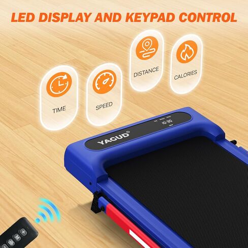 جهاز مشي Yagud للمشي مع ميل للمكتب المنزلي، جهاز مشي محمول تحت المكتب مع جهاز تحكم عن بعد وشاشة LED، جهاز جري للمشي والركض (أسود) (أزرق) in Kuwait